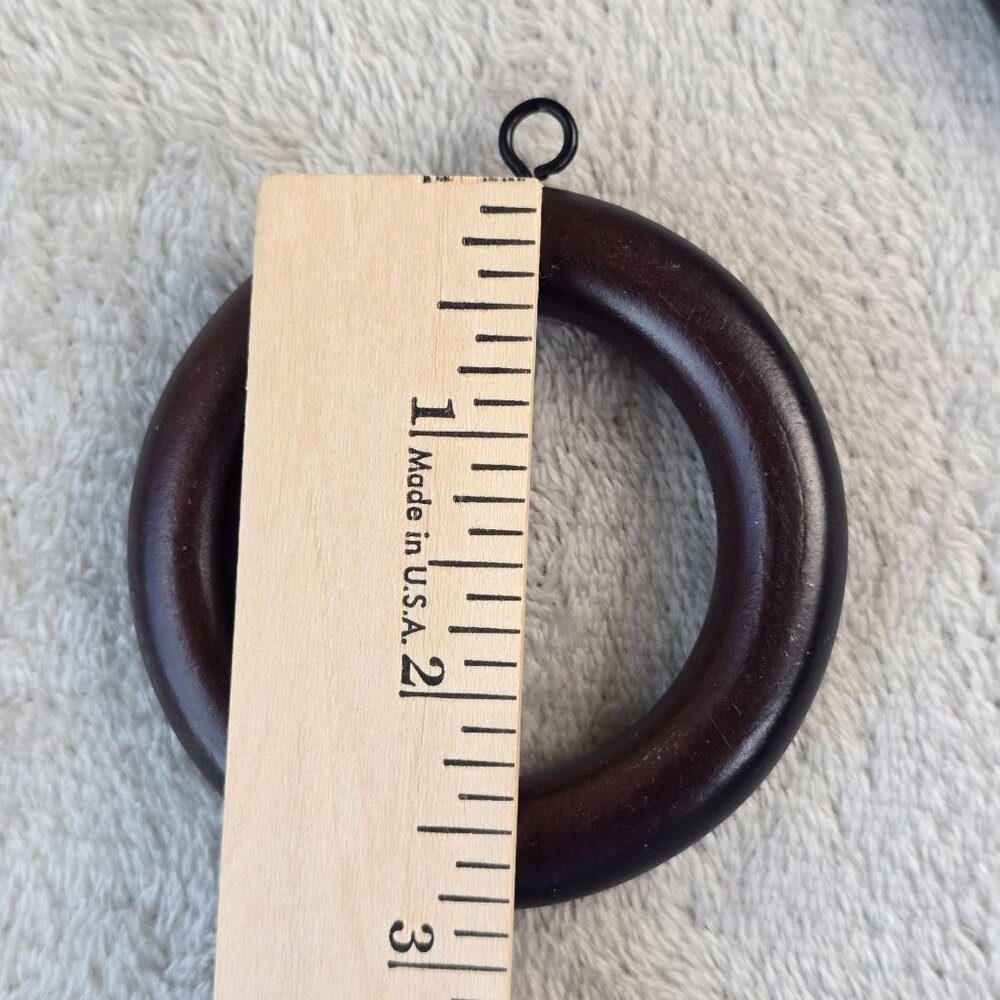 Lot 6 Wood Rings 3 inch Dark Brown Macrame Craft Hoops Curtain Drapery Hardware - Picture 2 of 6